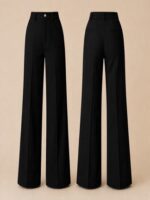 Premium Women's Trousers – Italian Bi Stretch Wool Crepe Wide-Leg - Image 2