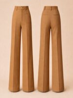 Premium Women's Trousers – Italian Bi Stretch Wool Crepe Wide-Leg - Image 3