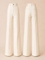 Premium Women's Trousers – Italian Bi Stretch Wool Crepe Wide-Leg - Image 4