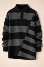Rugby Sweatshirt – Organic Cotton French Terry  Asymmetrical Stripe