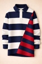 Rugby Sweatshirt – Organic Cotton French Terry  Asymmetrical Stripe - Image 3