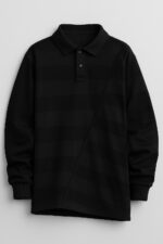 Rugby Sweatshirt – Organic Cotton French Terry  Asymmetrical Stripe - Image 2