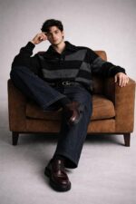 Rugby Sweatshirt – Organic Cotton French Terry  Asymmetrical Stripe - Image 4