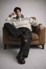 Rugby Sweatshirt – Organic Cotton French Terry  Asymmetrical Stripe - Image 6