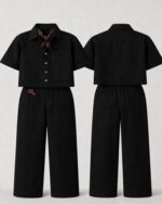 Pinstripe Set – Unisex Cropped Shirt &  Wide-Leg Trousers Co-ord - Image 3