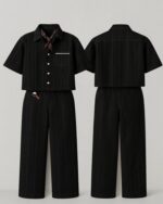 Pinstripe Set – Unisex Cropped Shirt &  Wide-Leg Trousers Co-ord