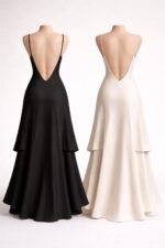 Premium – Tri-Acetate Crepe Layered Evening Dress - Image 3